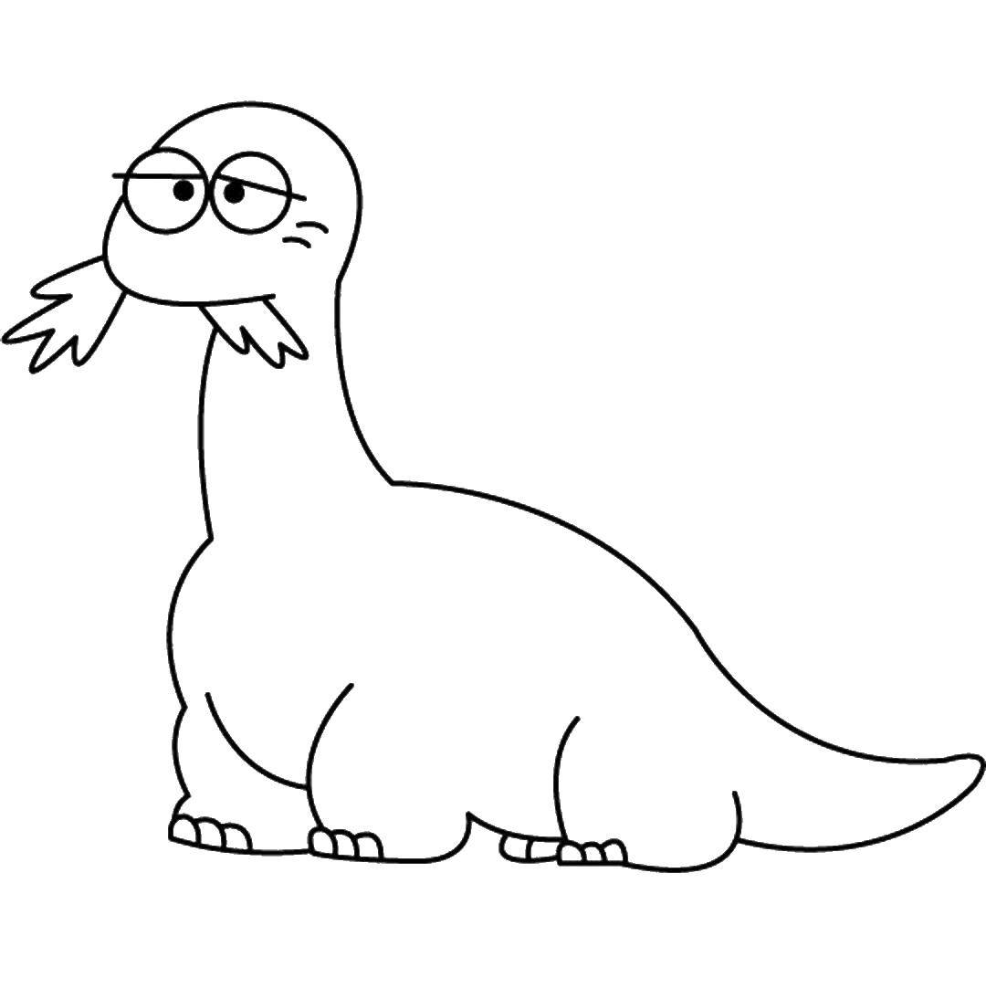 Название: Раскраска Динозавр жует траву. Категория: динозавр. Теги: Динозавр.