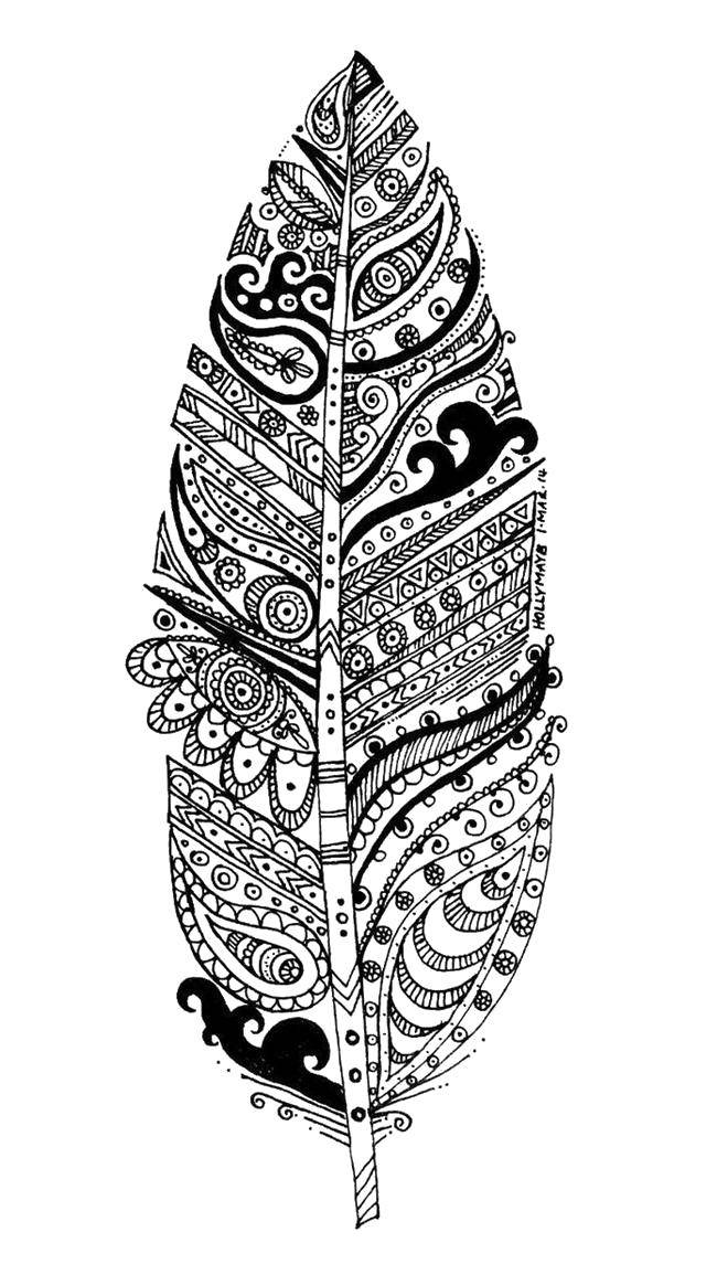 Coloring Patterned feather. Category patterns. Tags:  Patterns, ethnic.