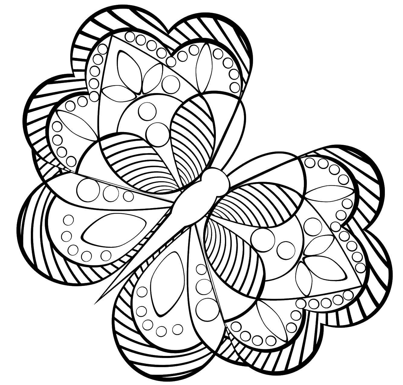 Название: Раскраска Бабочка с красивыми крылышками. Категория: бабочки. Теги: Бабочка.