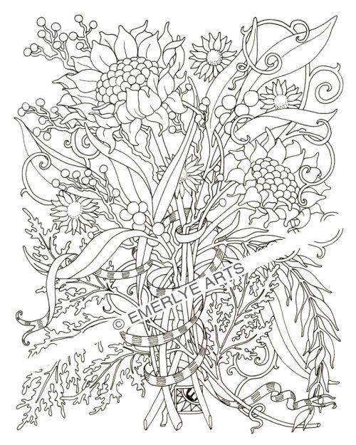 Coloring Beautiful bouquet. Category flowers. Tags:  Flowers, bouquet.