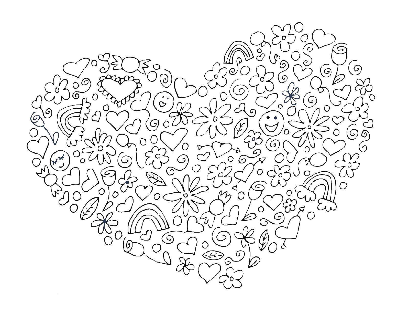 Coloring Cute pattern. Category coloring pages for teenagers. Tags:  Patterns, hearts.