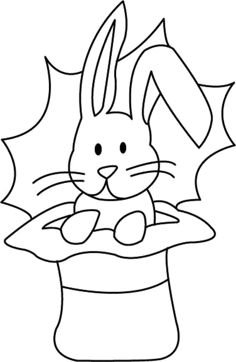 Название: Раскраска Заяц в шляпе. Категория: Животные. Теги: заяц, кролик.
