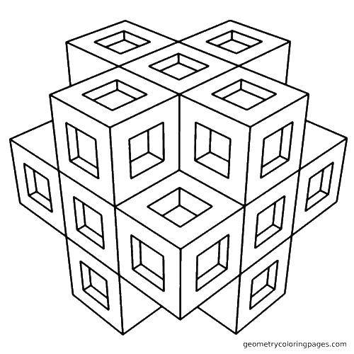 Розмальовки  Куби. Завантажити розмальовку куби.  Роздрукувати ,розфарбовування фігур,