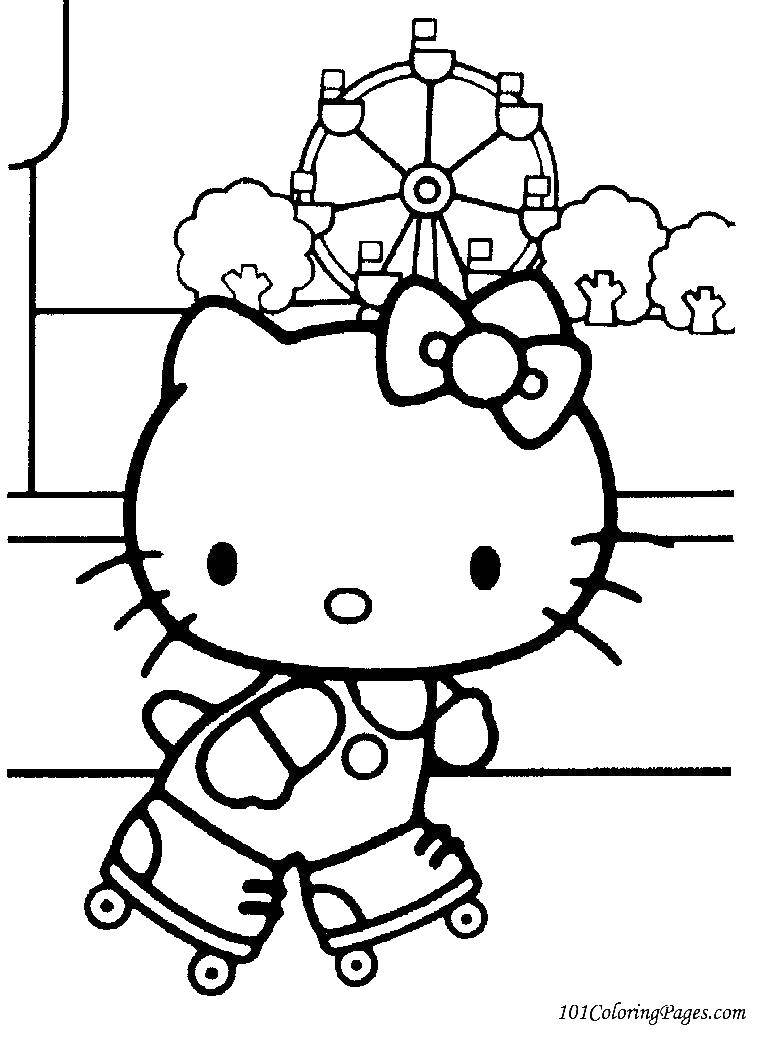 Coloring Kitty on roller skates. Category cartoons. Tags:  kitty .