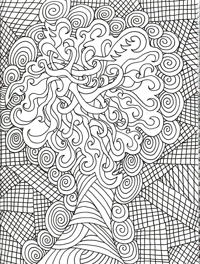 Coloring Patterned tree. Category coloring antistress. Tags:  Bathroom with shower.