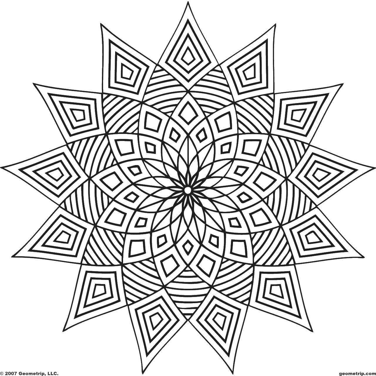 Coloring Patterned flower. Category Patterns with flowers. Tags:  Patterns, flower.