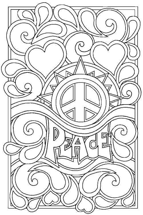 Coloring Sign hippie. Category For teenagers. Tags:  Peace , hippie.