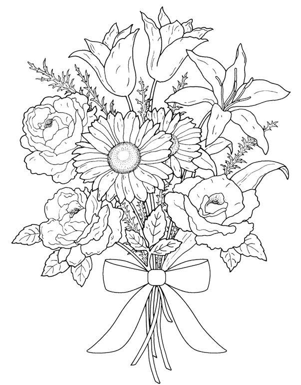Coloring A bouquet of pretty flowers. Category flowers. Tags:  Flowers, bouquet.