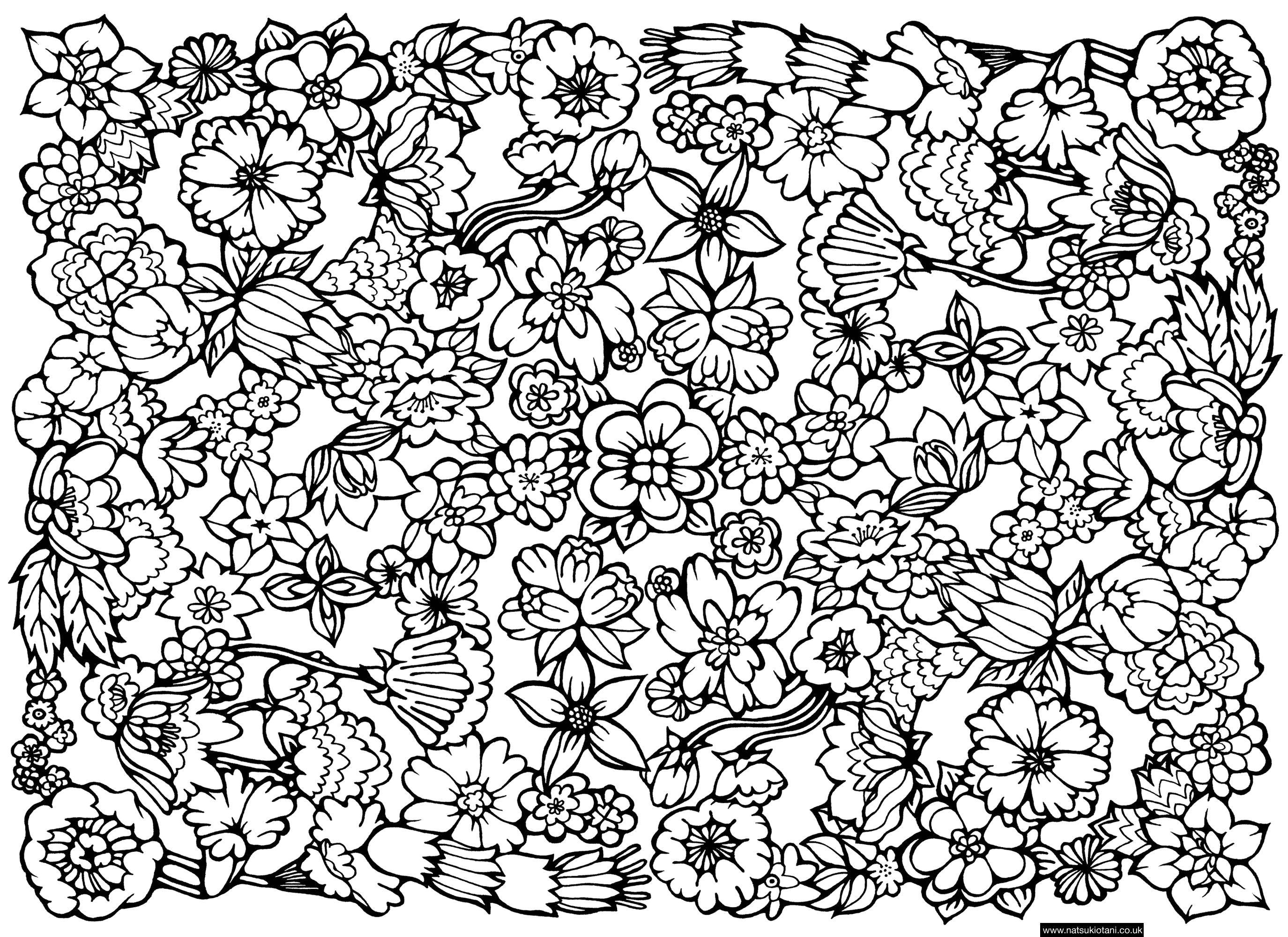 Название: Раскраска Узор из множества цветов. Категория: Узоры с цветами. Теги: Узоры, цветок.