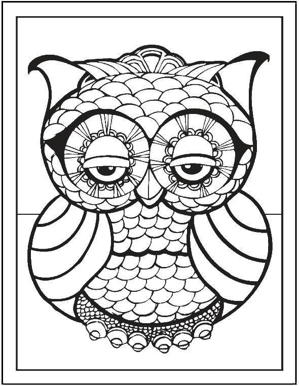 Coloring Patterned owl. Category pattern . Tags:  Patterns, animals.