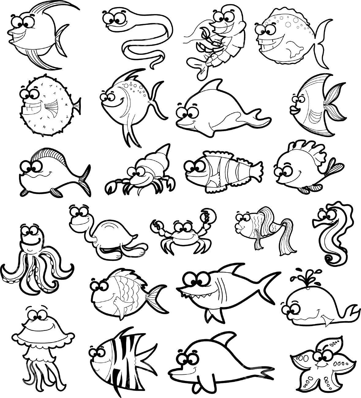 Coloring Sea world. Category Marine animals. Tags:  Underwater world.