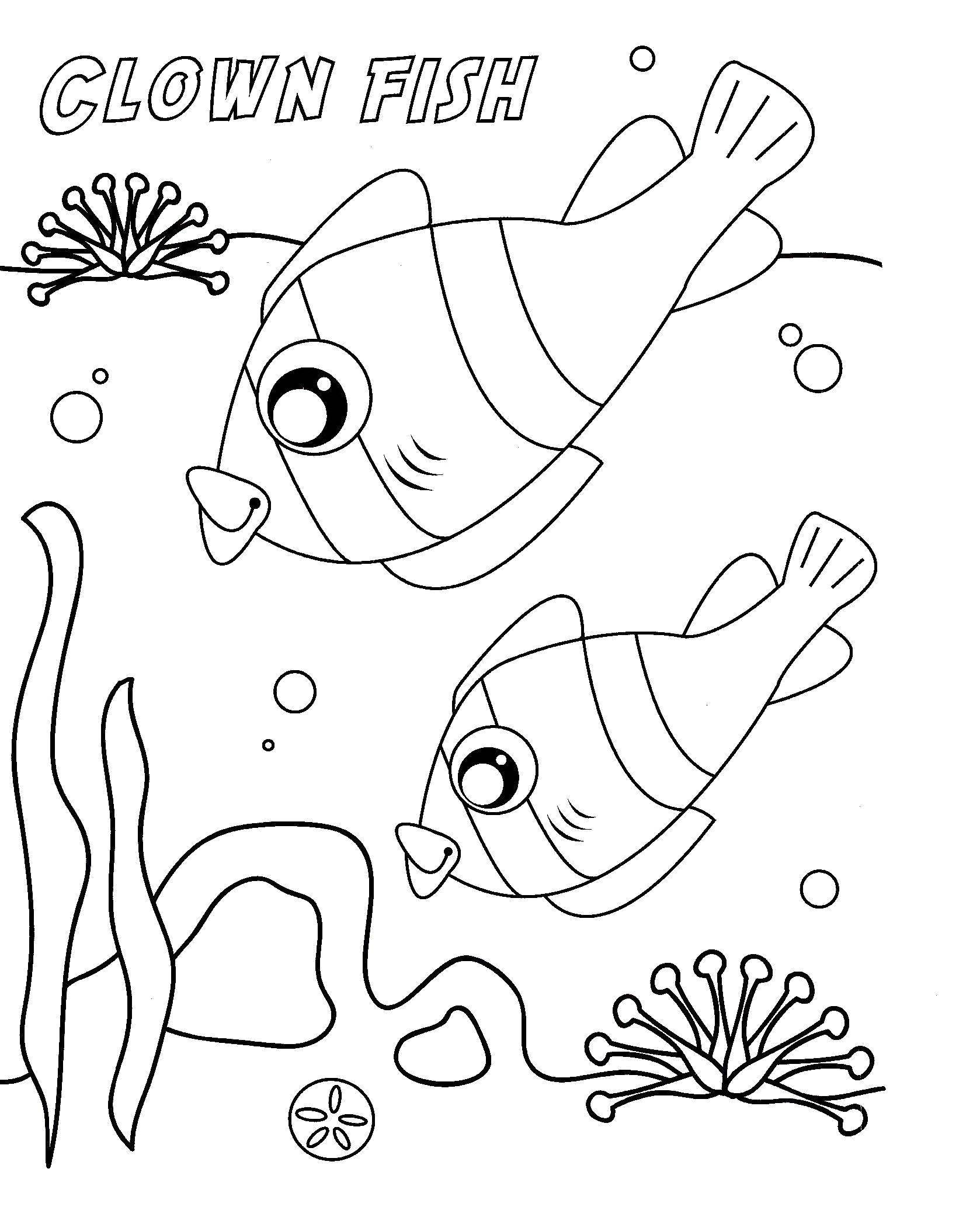 Coloring Clown fish. Category Marine animals. Tags:  Underwater world, fish.