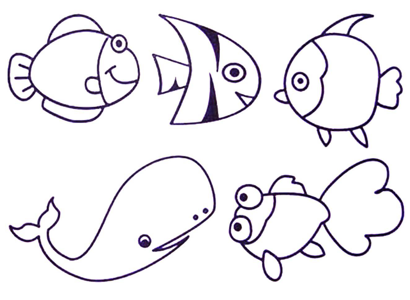 Название: Раскраска Веселые подводные друзья. Категория: Морские животные. Теги: Подводный мир, рыба.