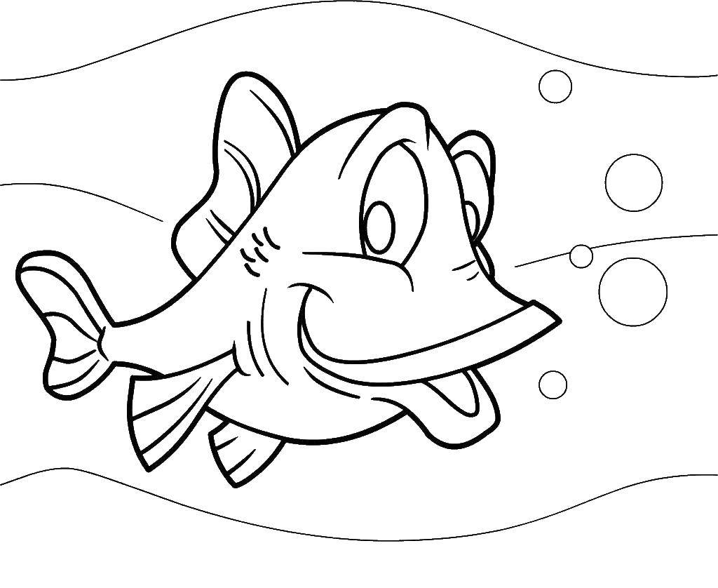 Название: Раскраска Весёлая рыбка. Категория: Морские животные. Теги: Подводный мир, рыба.