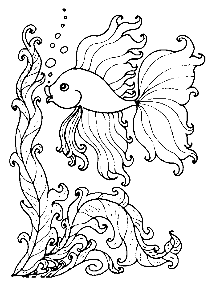 Название: Раскраска Золотая рыбка. Категория: Морские животные. Теги: Подводный мир, золотая рыбка.
