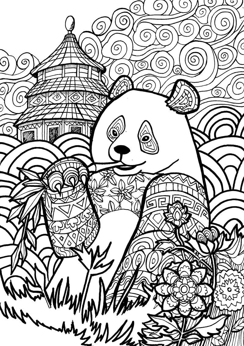 Название: Раскраска Узорная панда. Категория: Антистресс. Теги: Узоры, животные.