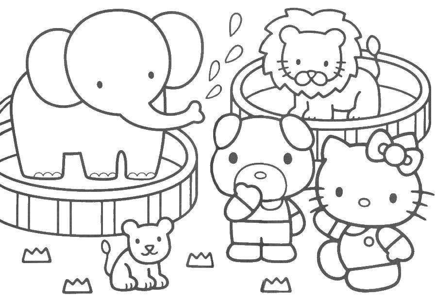 Coloring Hello kitty and friends. Category coloring. Tags:  Hello Kitty.