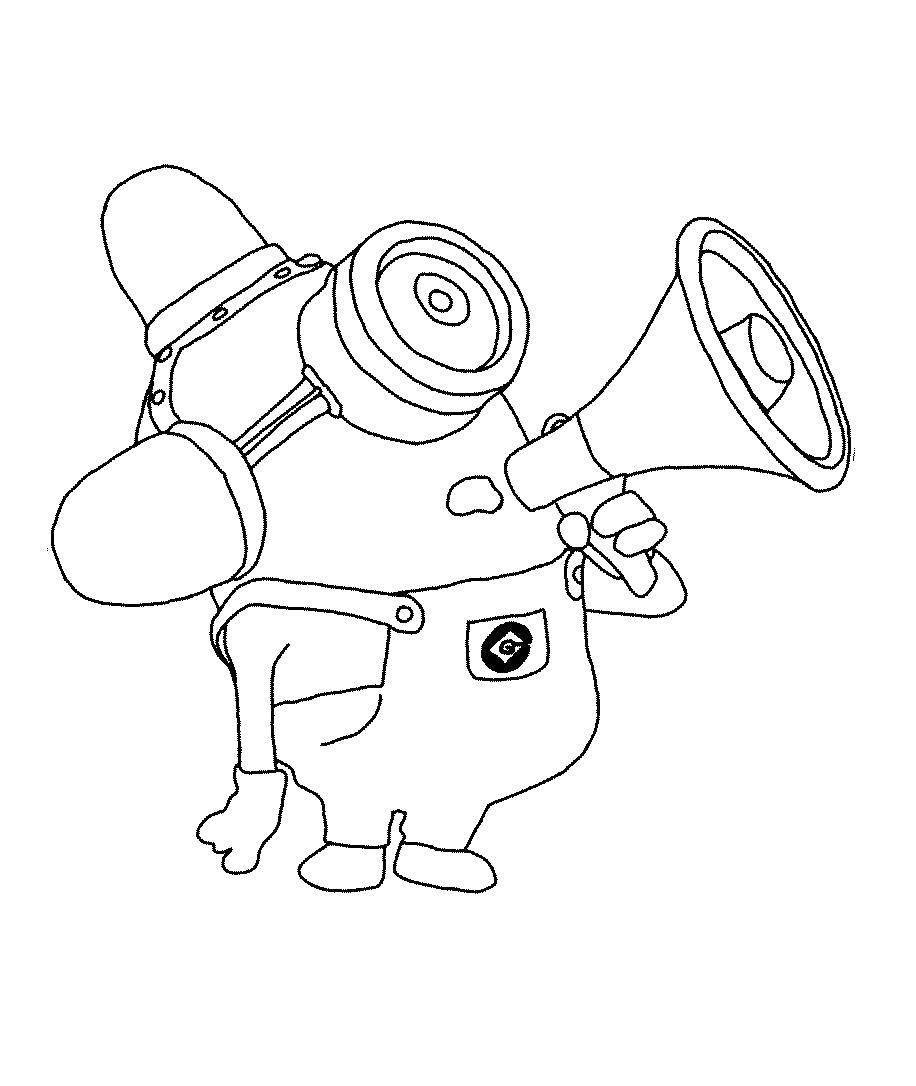 Coloring Minion speaker. Category the minions. Tags:  minion.