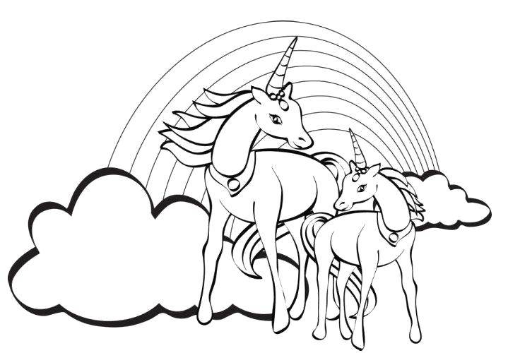 Coloring Unicorns and rainbow. Category Animals. Tags:  Animals, unicorn.