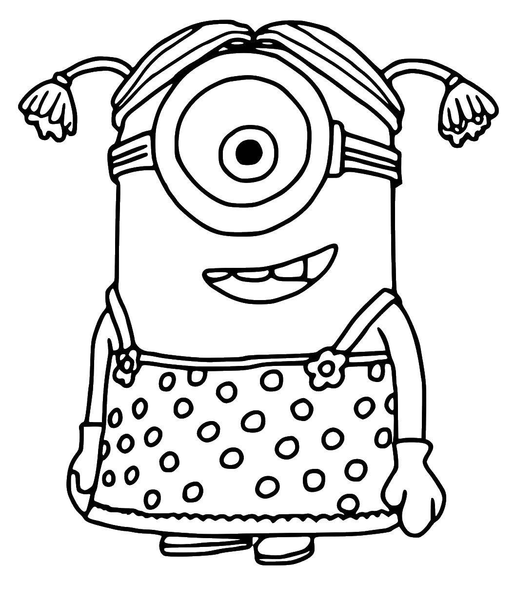Coloring Minion girl. Category the minions. Tags:  the minions.