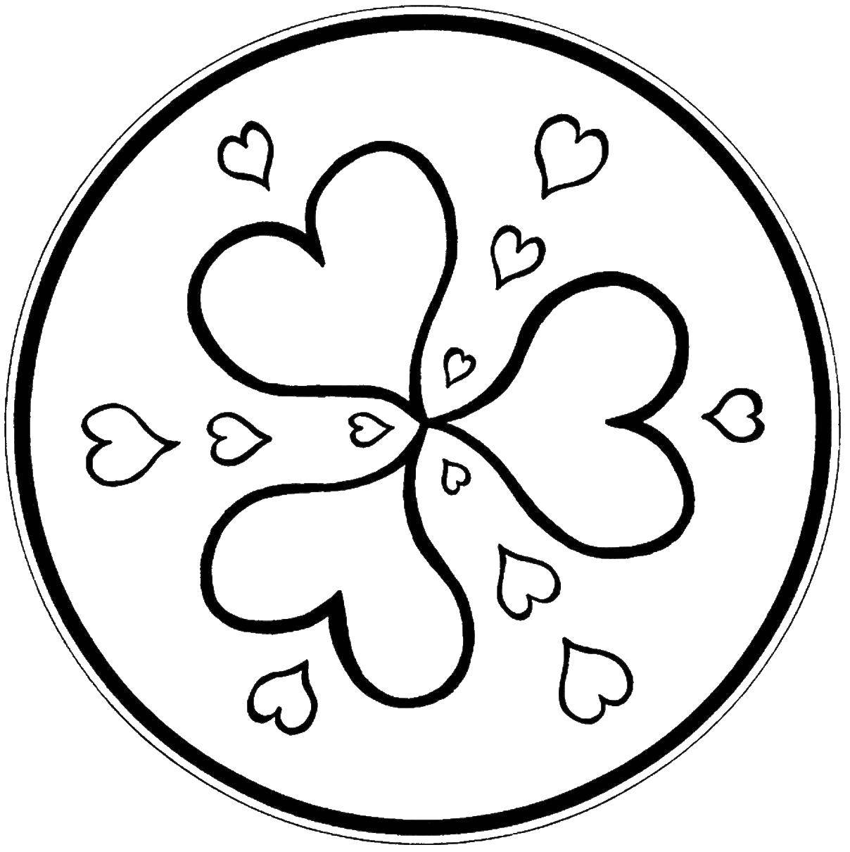 Coloring The hearts in the circle. Category patterns. Tags:  Patterns, hearts.