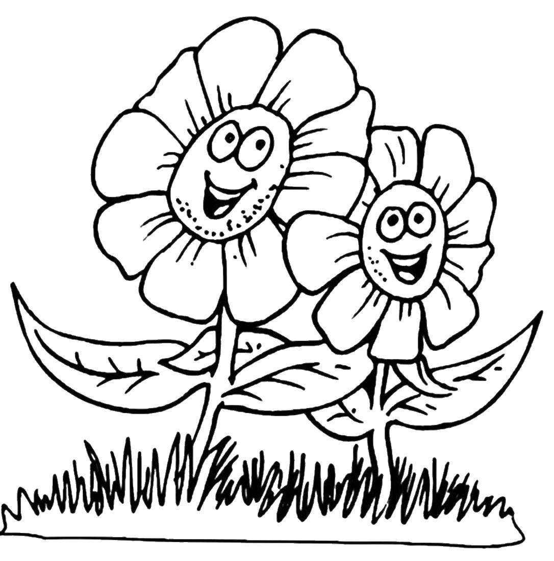Coloring Cheerful flowers. Category coloring. Tags:  Flowers.