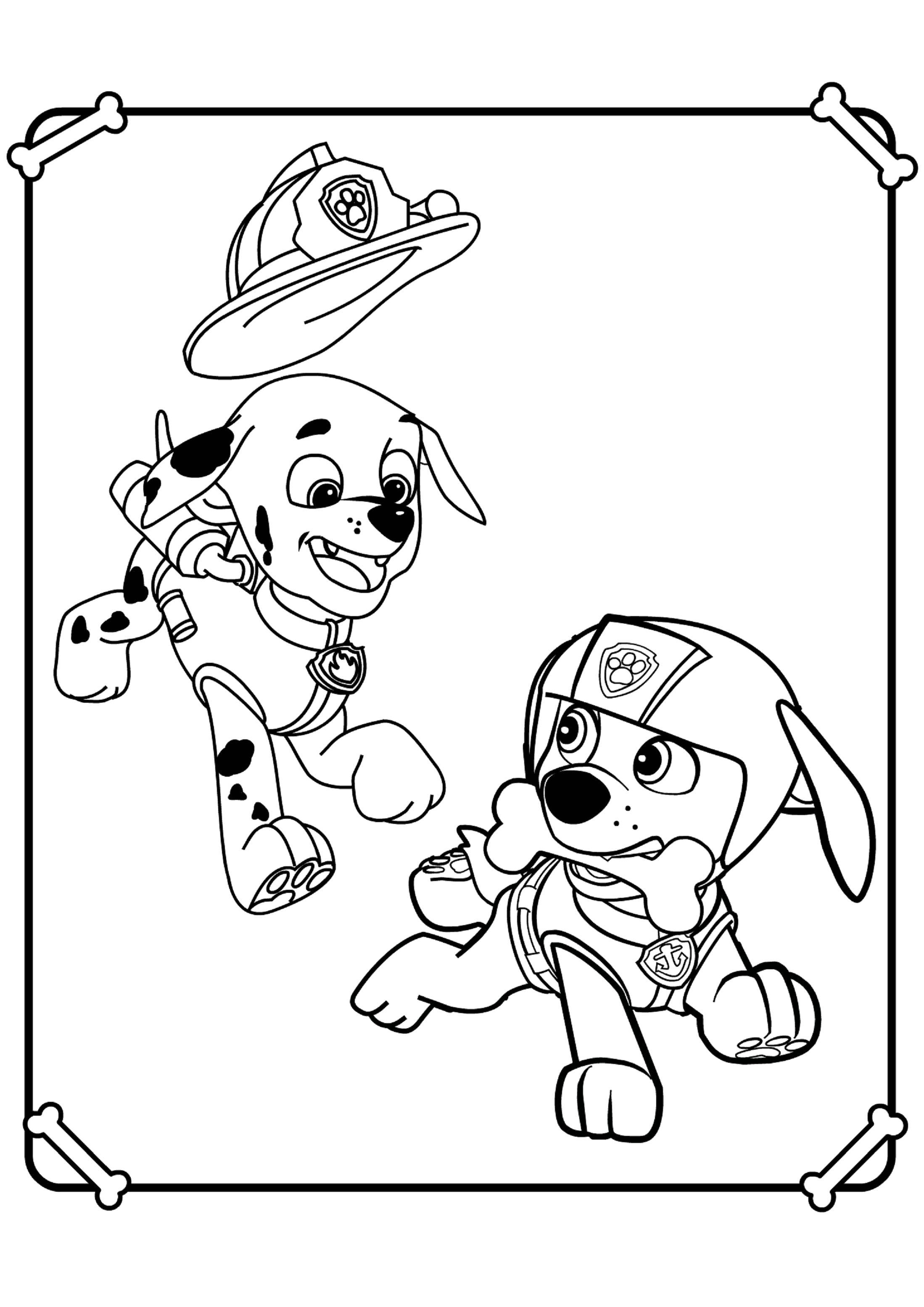 Coloring Chase and Marshal. Category paw patrol. Tags:  Paw patrol.