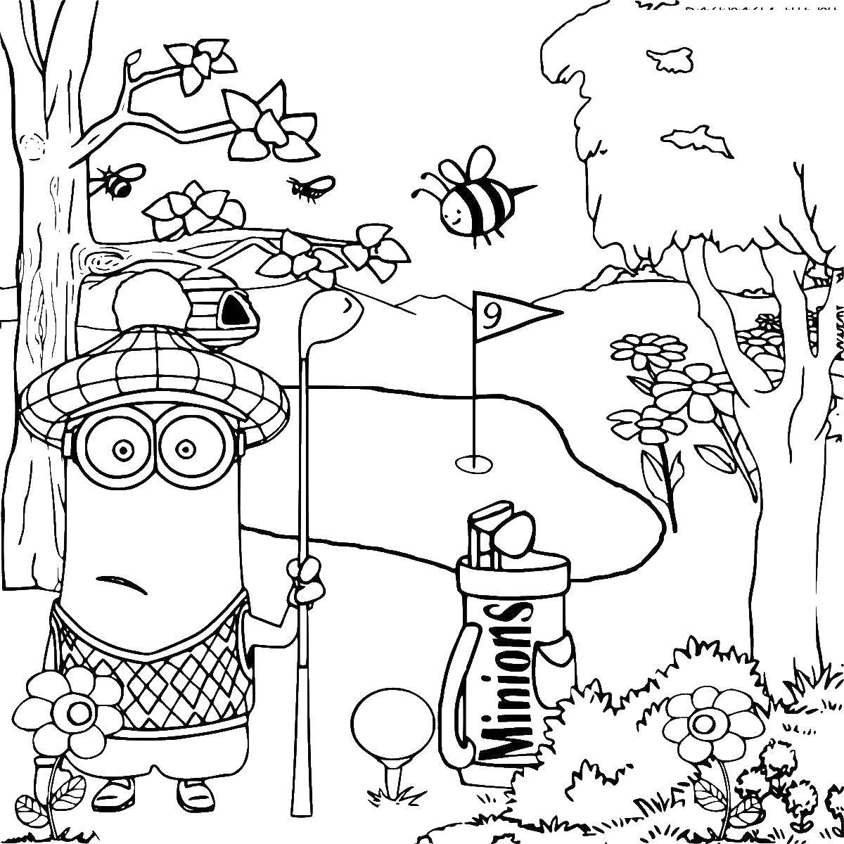 Coloring Minion playing Golf. Category the minions. Tags:  minion.