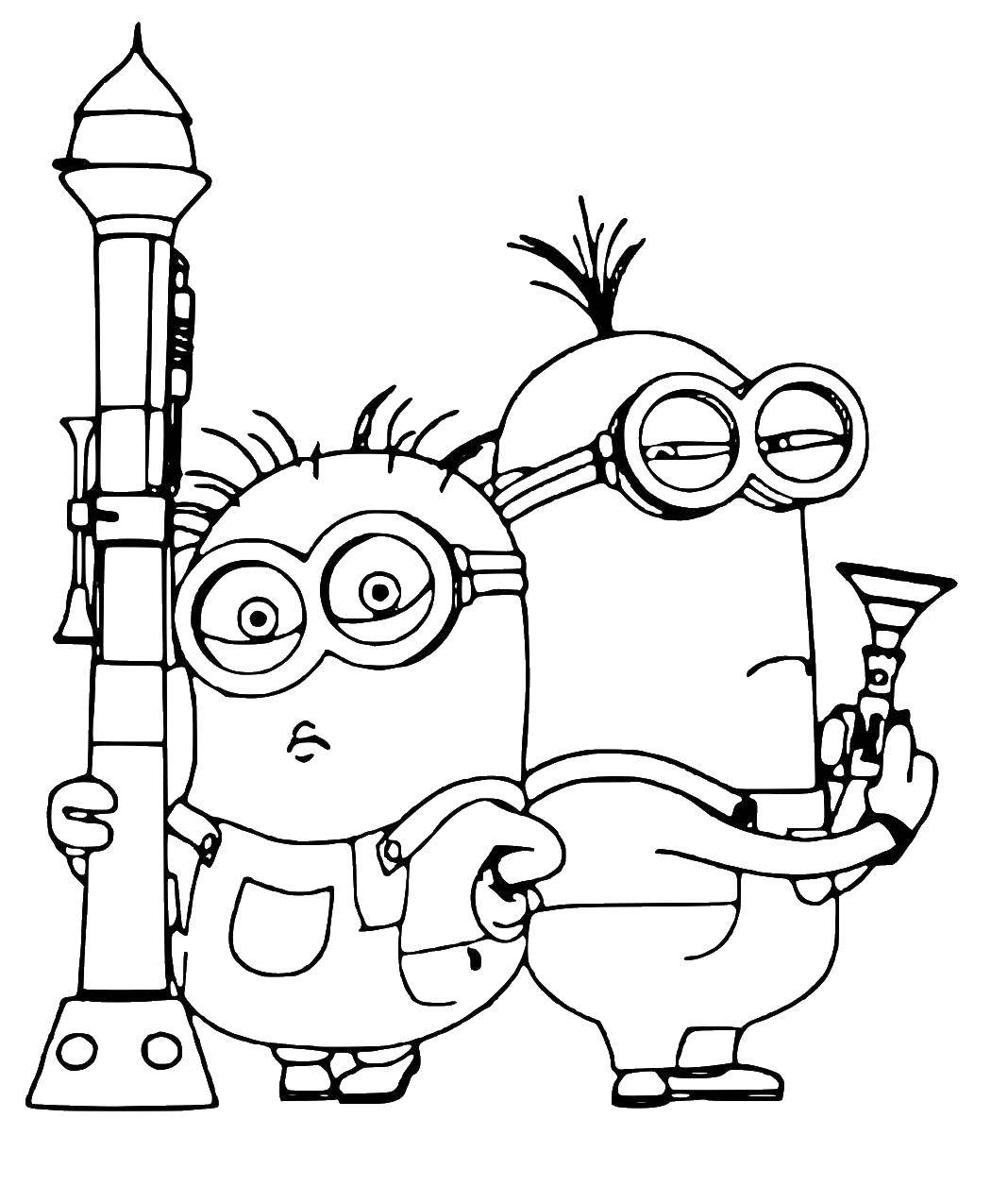 Coloring Minions with guns. Category the minions. Tags:  , Mignon, .