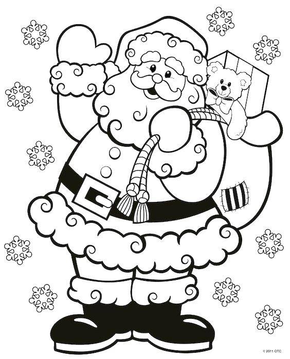 Название: Раскраска Санта с мешком подарков. Категория: раскраски. Теги: Новый Год, Дед Мороз, Санта Клаус, подарки.