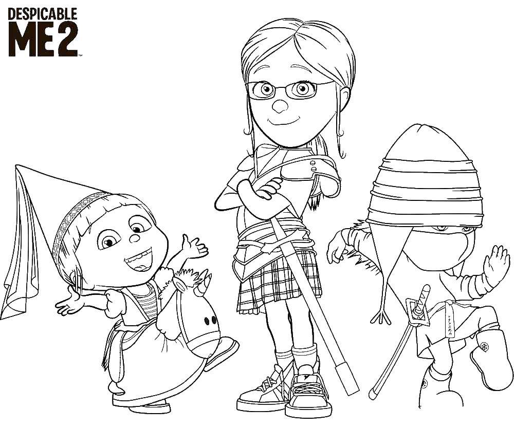 Coloring Despicable me girls. Category the minions. Tags:  minion.