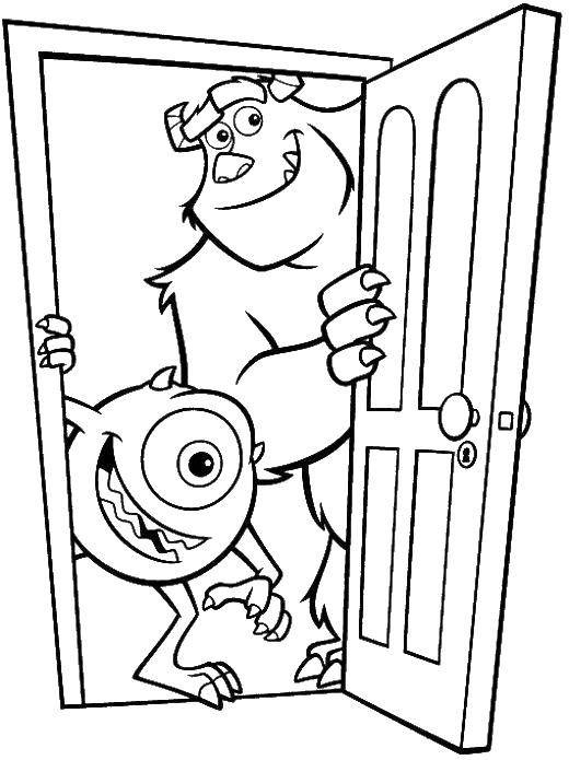 Coloring Mike and Sally. Category Coloring pages monsters. Tags:  Monsters Inc., cartoon.