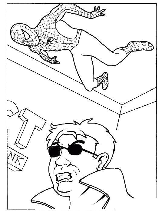 Розмальовки  Отто октавиус проти людини павука. Завантажити розмальовку людина павук, супергерої.  Роздрукувати ,людина павук,