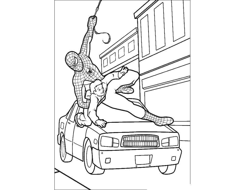 Coloring Spider-man saves people. Category spider man. Tags:  spider man, superheroes.