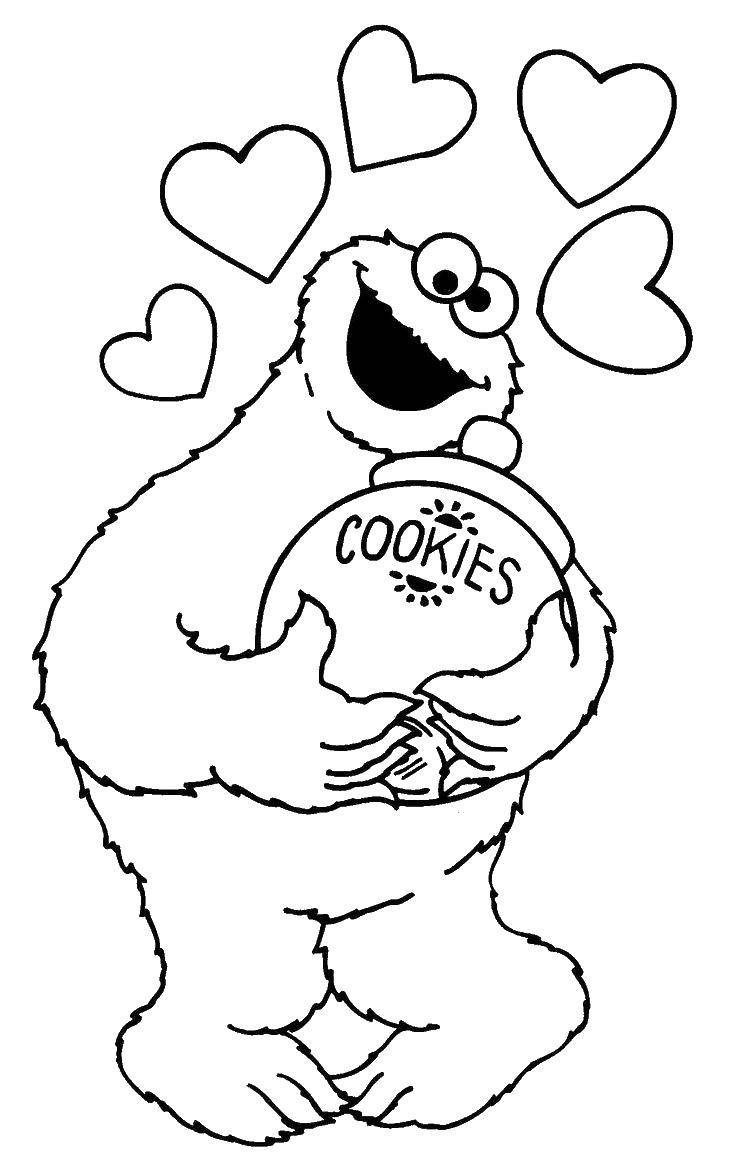 Coloring Monster eats cookies. Category Coloring pages monsters. Tags:  Monster, cookie.