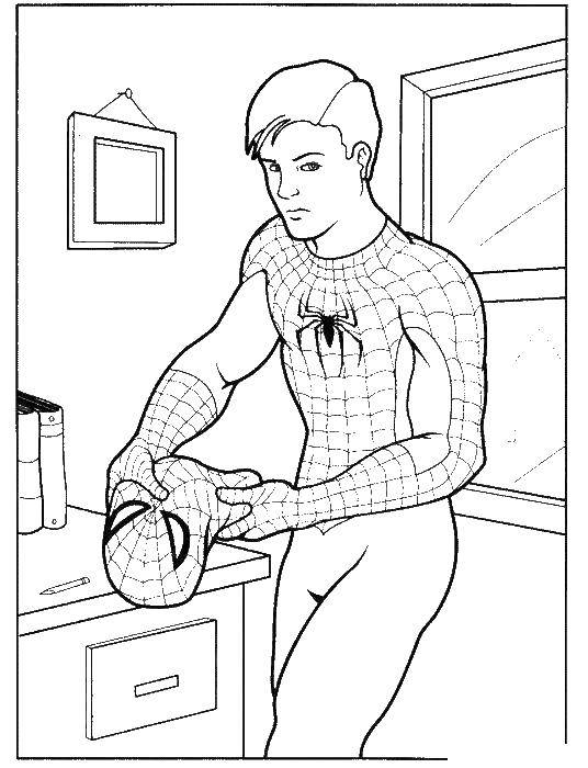 Coloring Peter Parker spider-man. Category spider man. Tags:  spider man, superheroes.