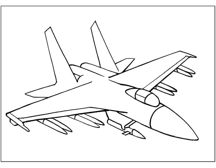 Coloring A military plane. Category transportation. Tags:  plane.
