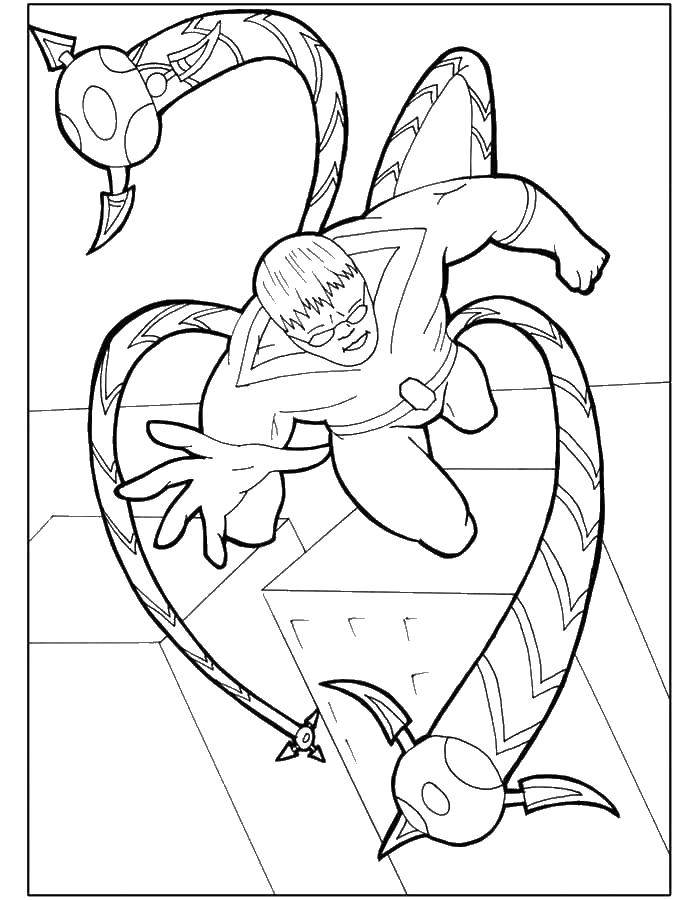 Розмальовки  Отто октавиус проти людини павука. Завантажити розмальовку Супегерои.  Роздрукувати ,супергерої,
