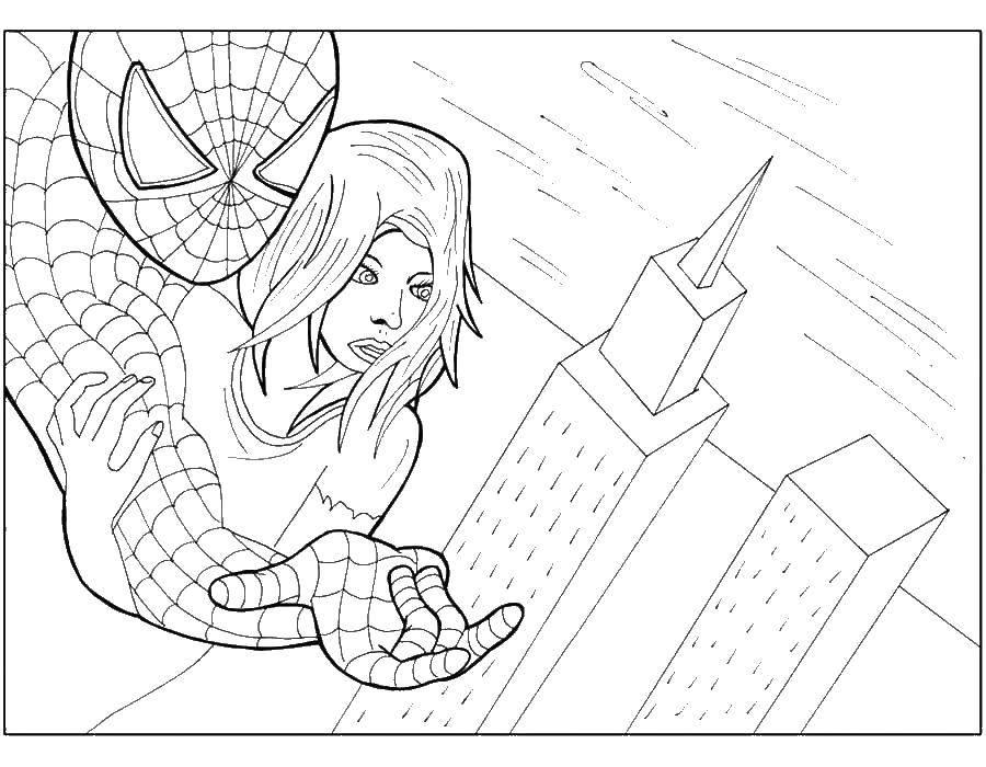 Coloring Spider-man catches criminals. Category spider man. Tags:  spider man, superheroes.