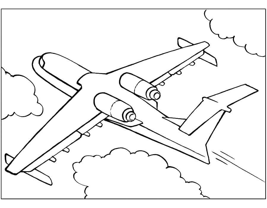 Название: Раскраска Самолет. Категория: транспорт. Теги: самолет.