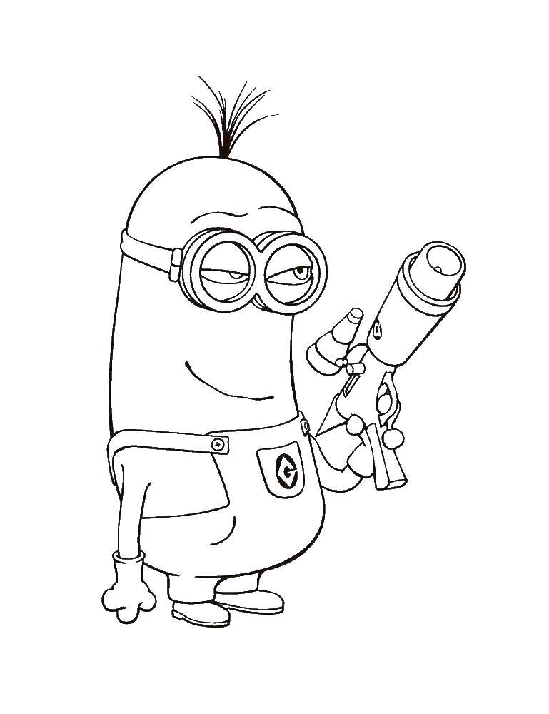 Coloring Tim with a gun. Category the minions. Tags:  minion.