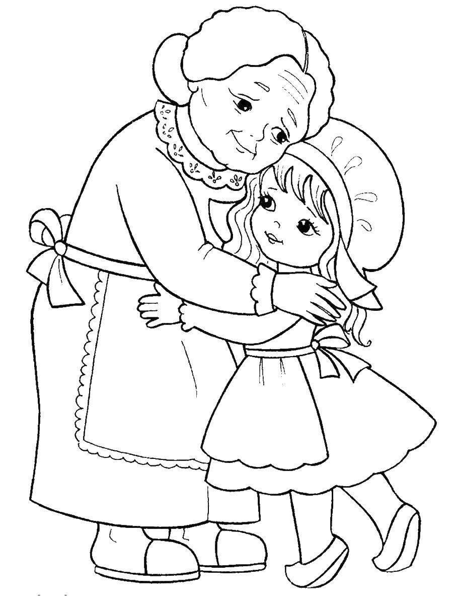 Coloring Grandmother with granddaughter. Category Family. Tags:  Family, grandmother, grandchildren.