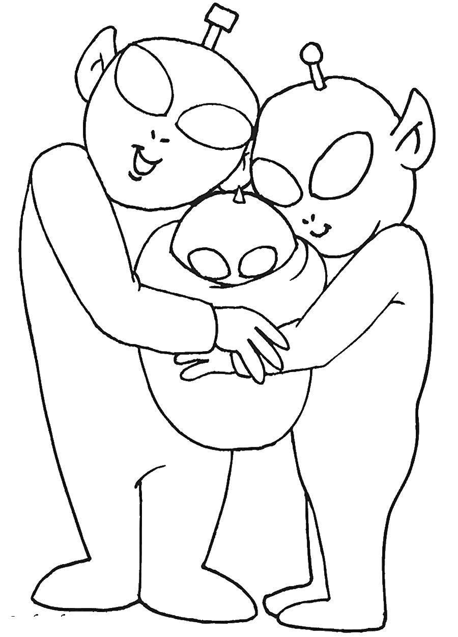 Coloring Alien family. Category Family. Tags:  Family, parents, children.