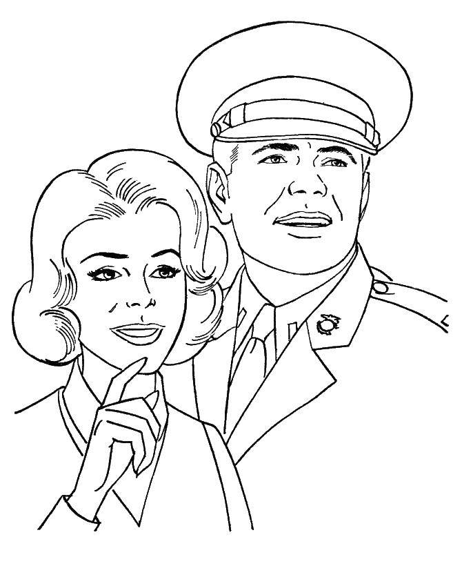 Coloring The officer and his wife. Category family. Tags:  officer, family.