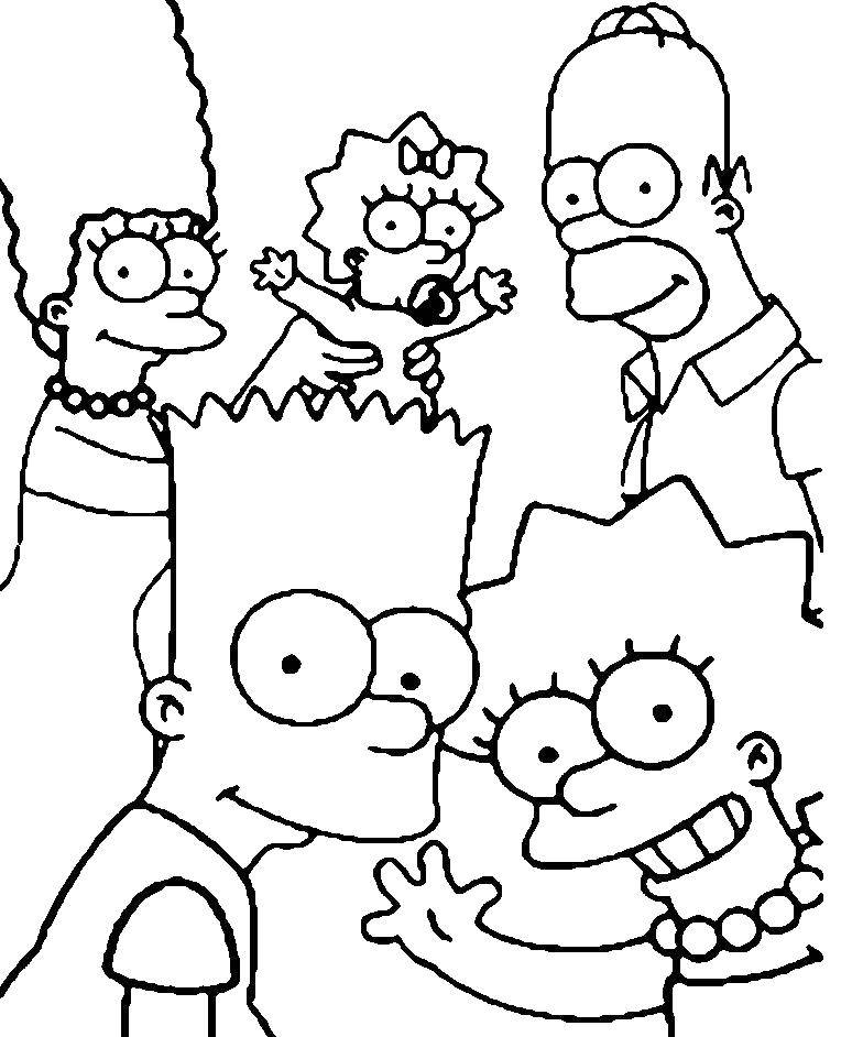 Название: Раскраска Семья симпсоны. Категория: Симпсоны. Теги: Симпсоны, семья.