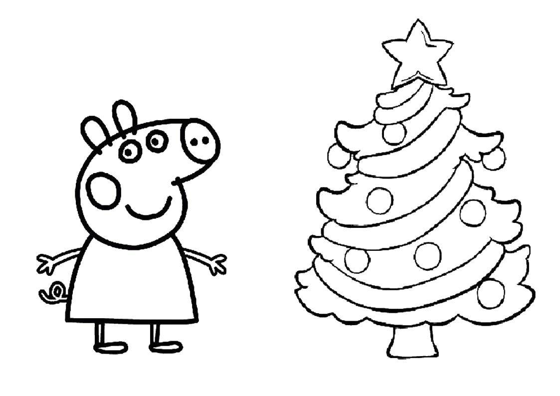 Coloring Pepa pig looks at the tree. Category Peppa Pig. Tags:  super Mario.