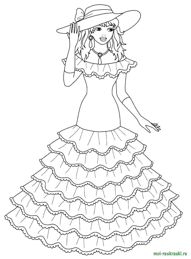 Coloring Girl in a dress. Category coloring. Tags:  dress, girl.