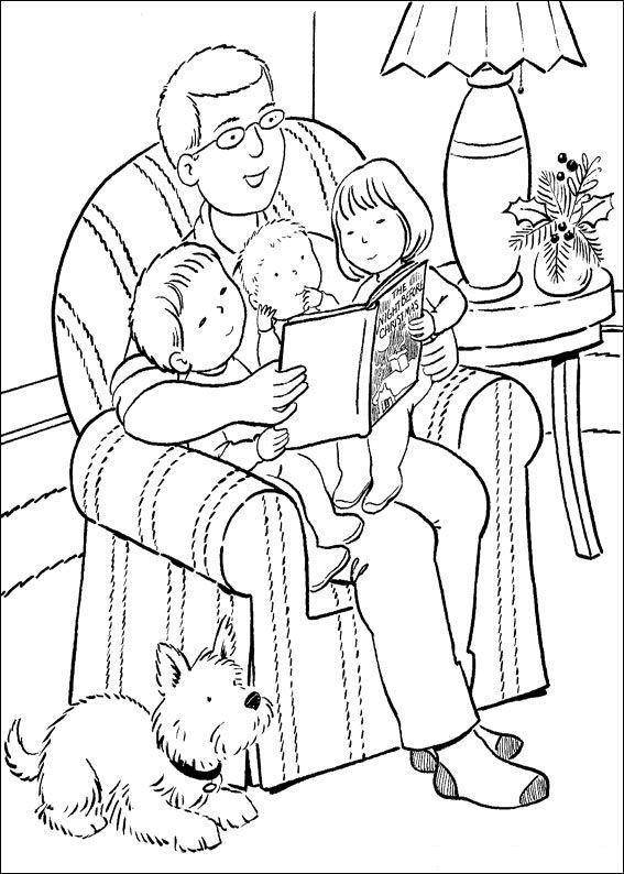 Coloring Father with children. Category Family. Tags:  Family, parents, children.