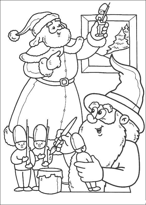 Coloring Santa Claus and his gnome. Category Christmas. Tags:  Christmas, Santa Claus.