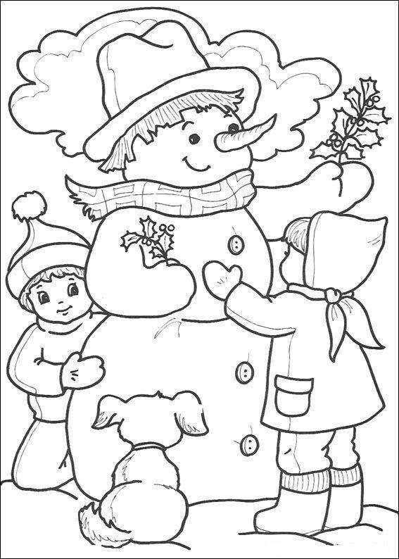 Coloring Kids mold snowman. Category snowman. Tags:  Snowman, snow, fun, children.
